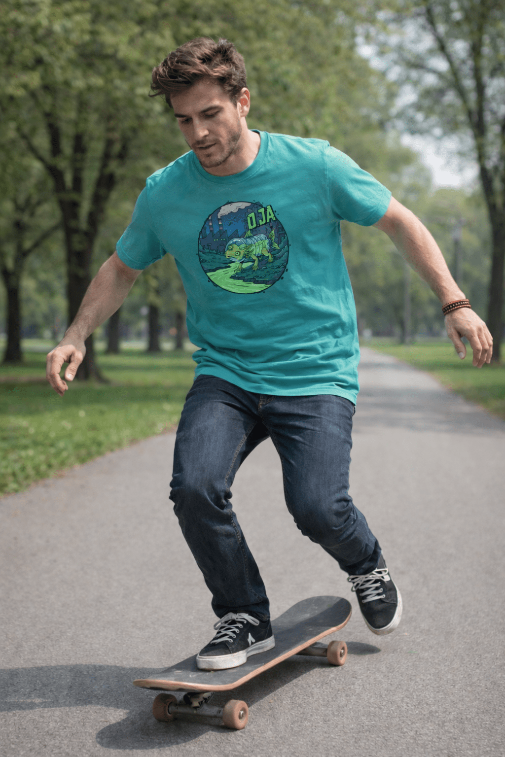 Eco - Friendly Skateboard Fish Mutant T-Shirt – Sustainable Organic Cotton Tee - O.J.A BOARD
