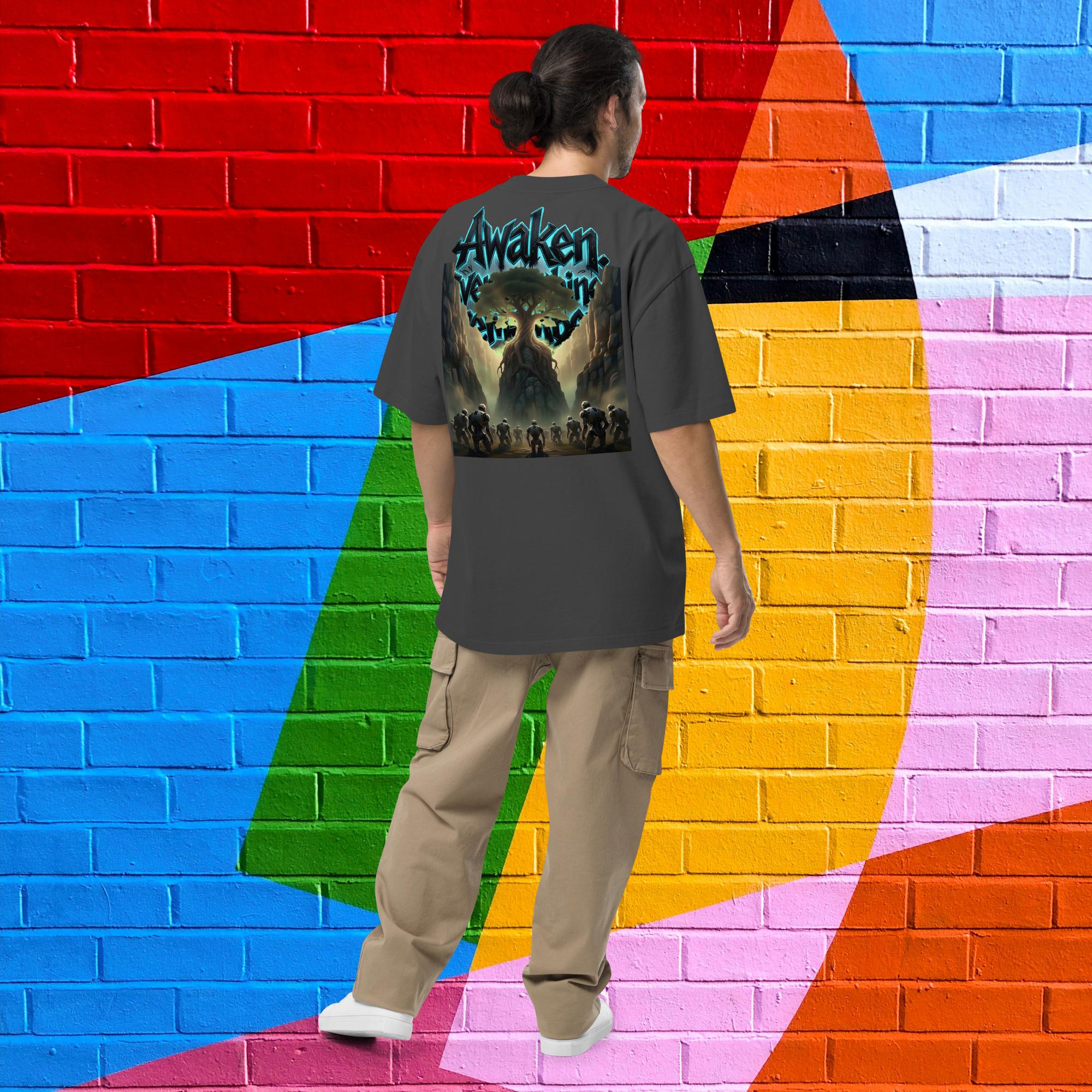 Camiseta Masculina Oversized - Efeito Desgastado Awaken. - O.J.A BOARD