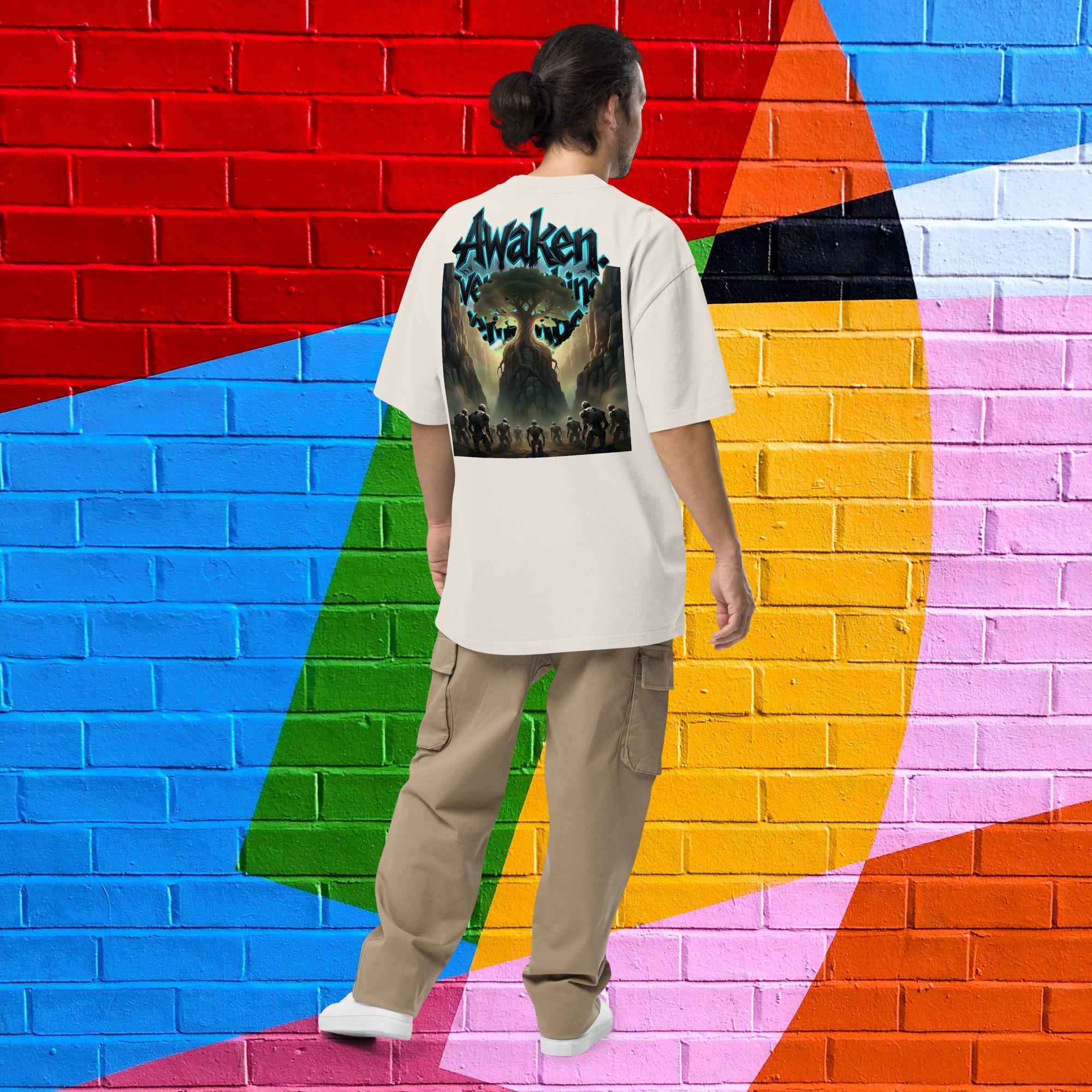 Camiseta Masculina Oversized - Efeito Desgastado Awaken. - O.J.A BOARD