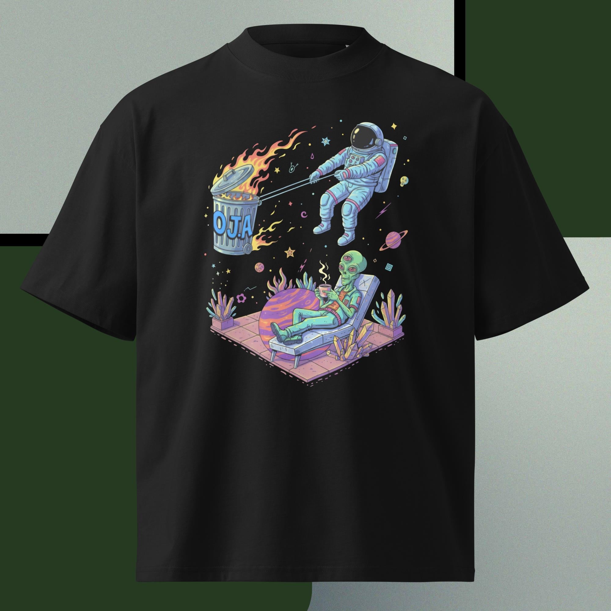 Camiseta astronauta Masculina orgânica oversized de gola alta - O.J.A BOARD