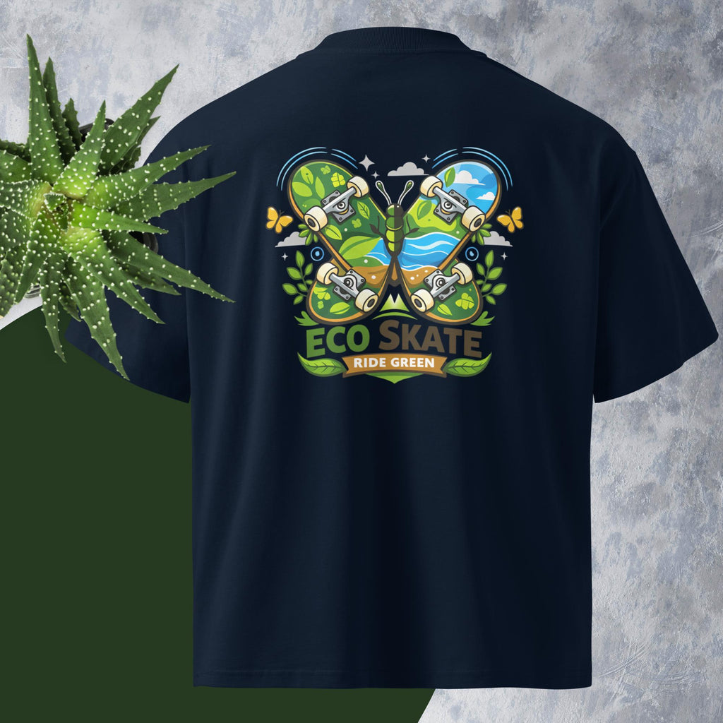 T-shirt Feminina Oversized Gola Alta,Eco Skate Ride Green - O.J.A BOARD