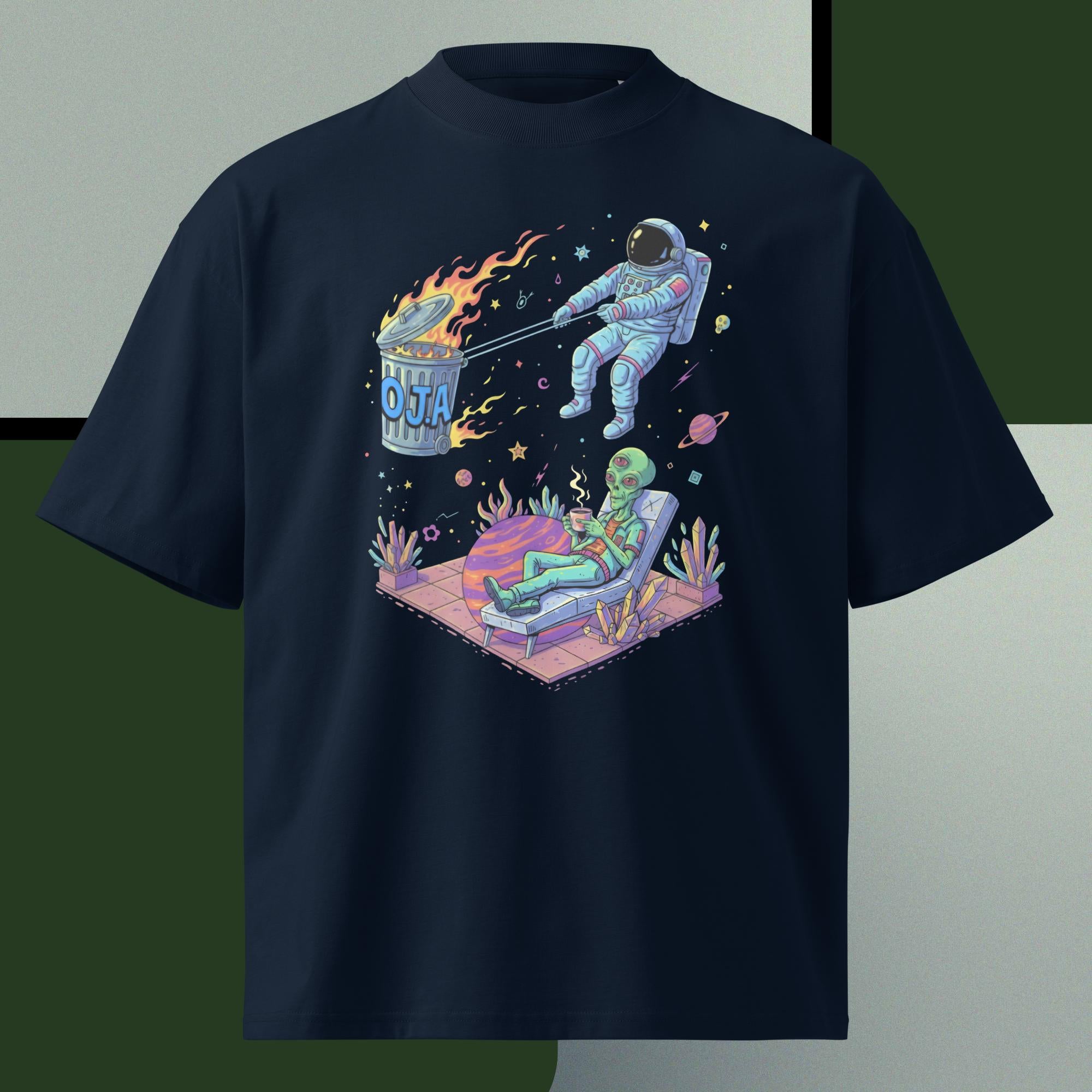 Camiseta astronauta Masculina orgânica oversized de gola alta - O.J.A BOARD