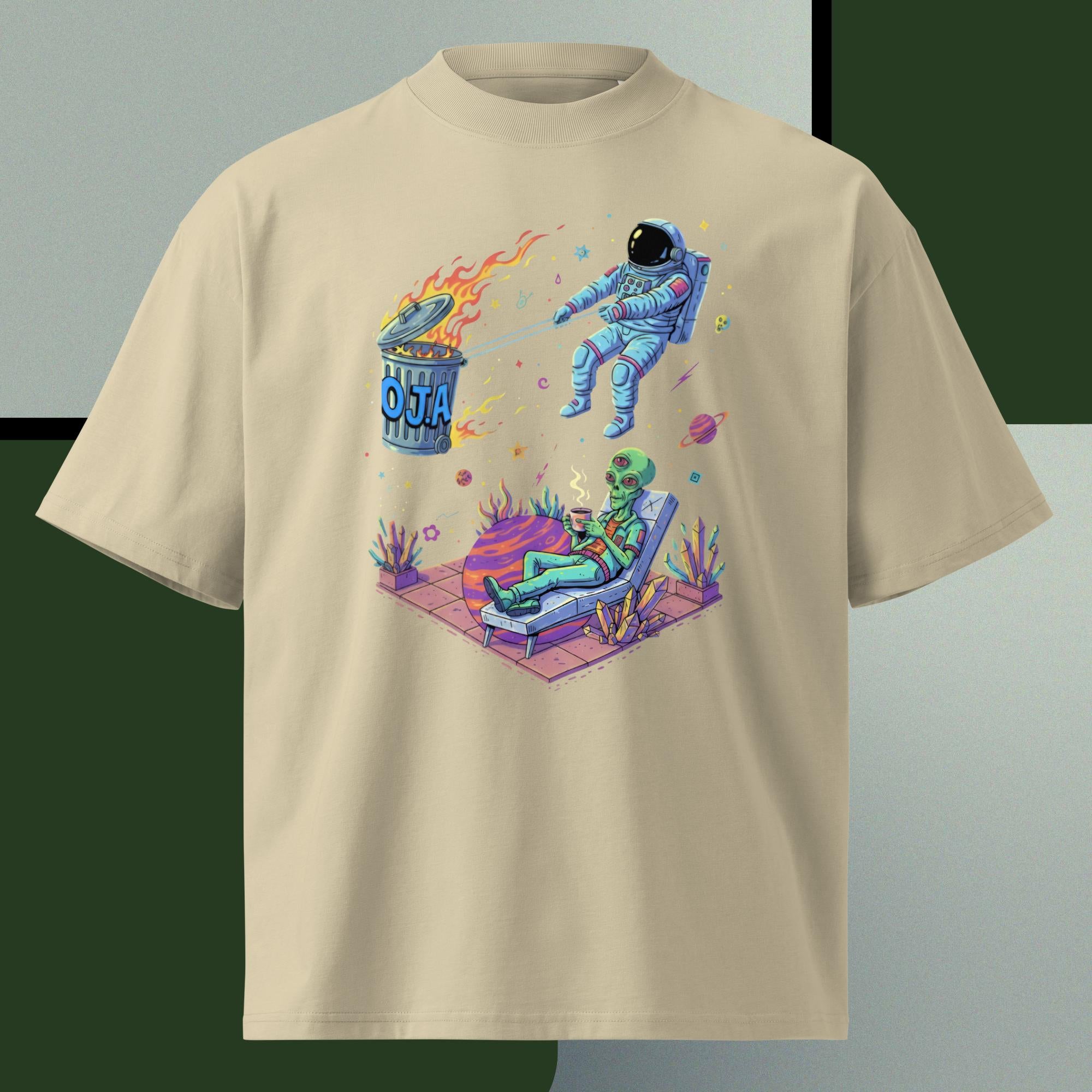 Camiseta astronauta Masculina orgânica oversized de gola alta - O.J.A BOARD