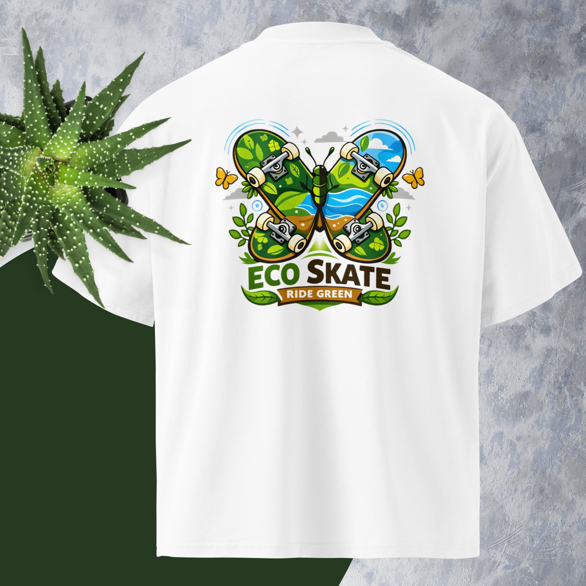 T-shirt Feminina Oversized Gola Alta,Eco Skate Ride Green - O.J.A BOARD