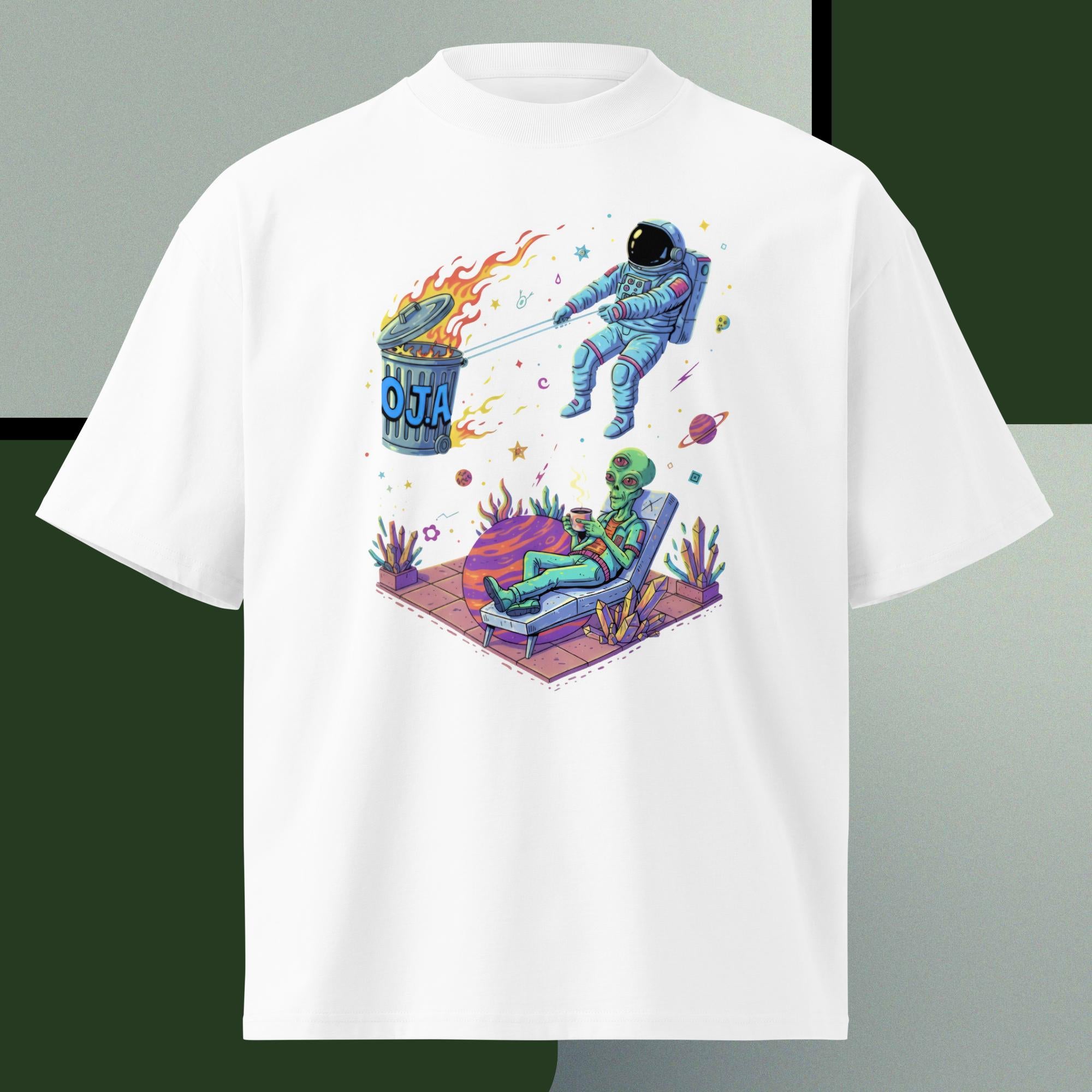 Camiseta astronauta Masculina orgânica oversized de gola alta - O.J.A BOARD