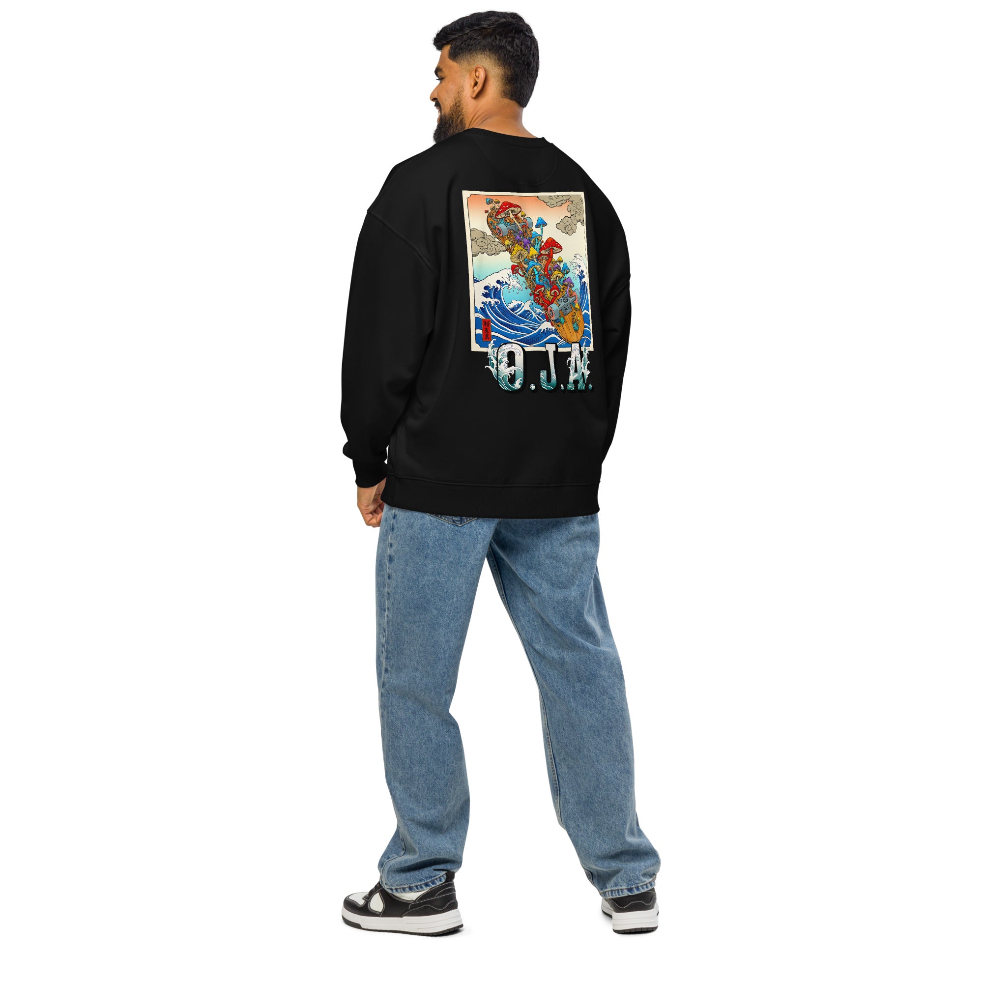 Moletom oversized streetwear inspirado no skate e na arte japonesa ukiyo - e - O.J.A BOARD