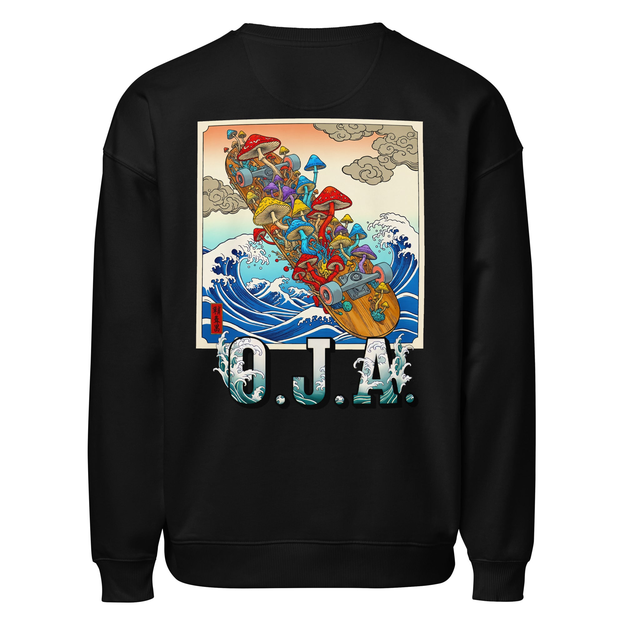 Moletom oversized streetwear inspirado no skate e na arte japonesa ukiyo - e - O.J.A BOARD