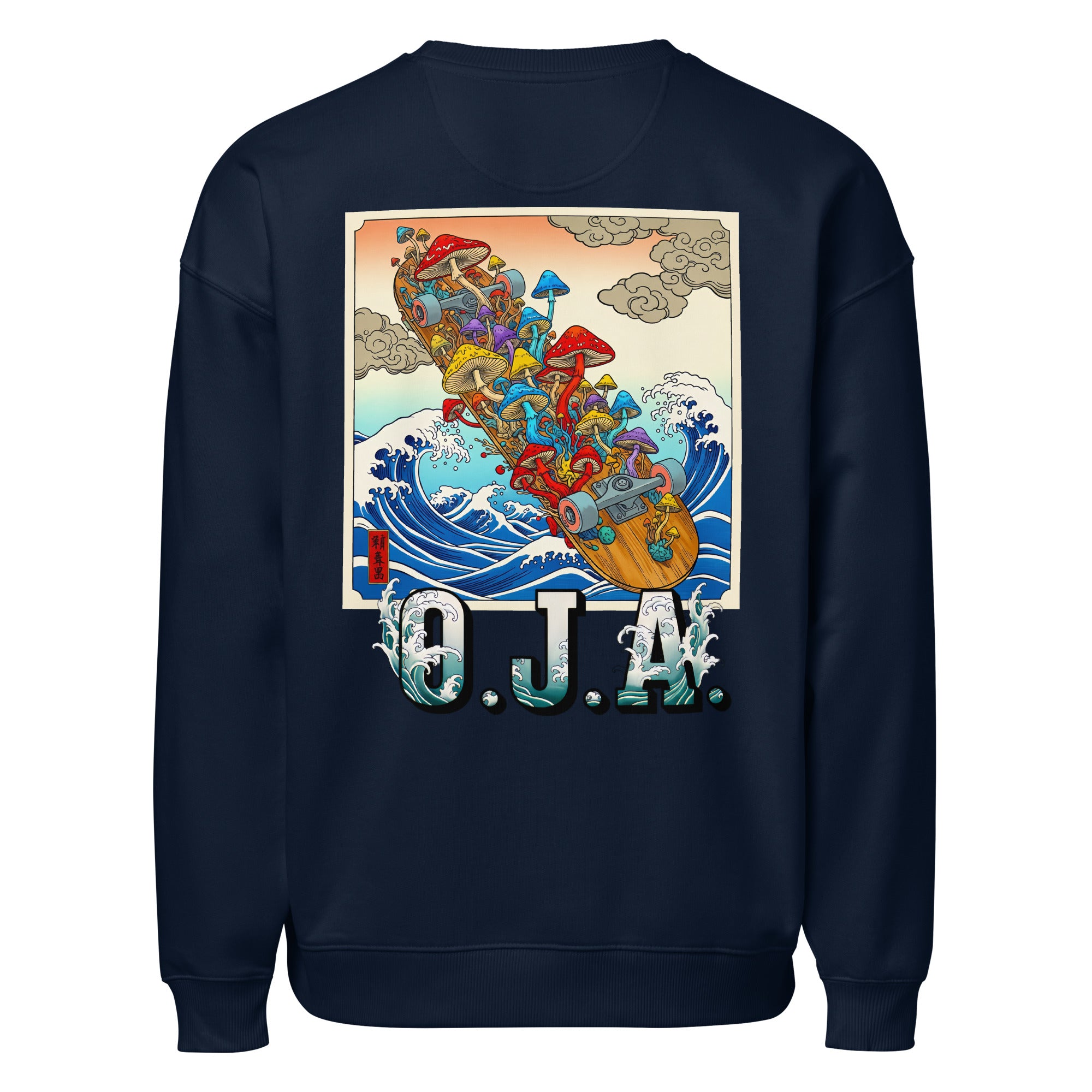 Moletom oversized streetwear inspirado no skate e na arte japonesa ukiyo - e - O.J.A BOARD