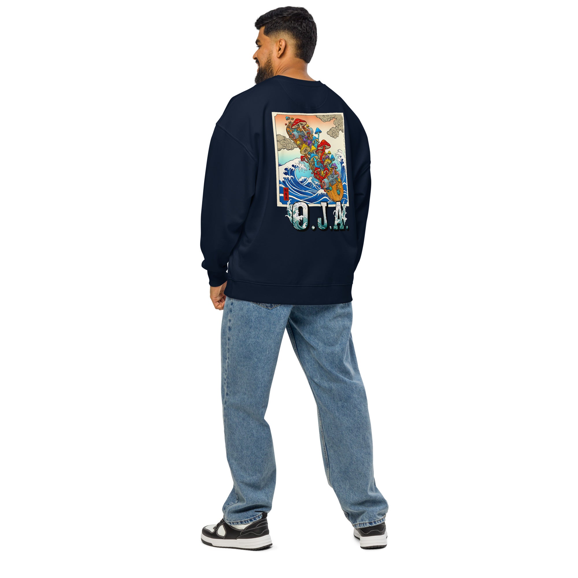 Moletom oversized streetwear inspirado no skate e na arte japonesa ukiyo - e - O.J.A BOARD
