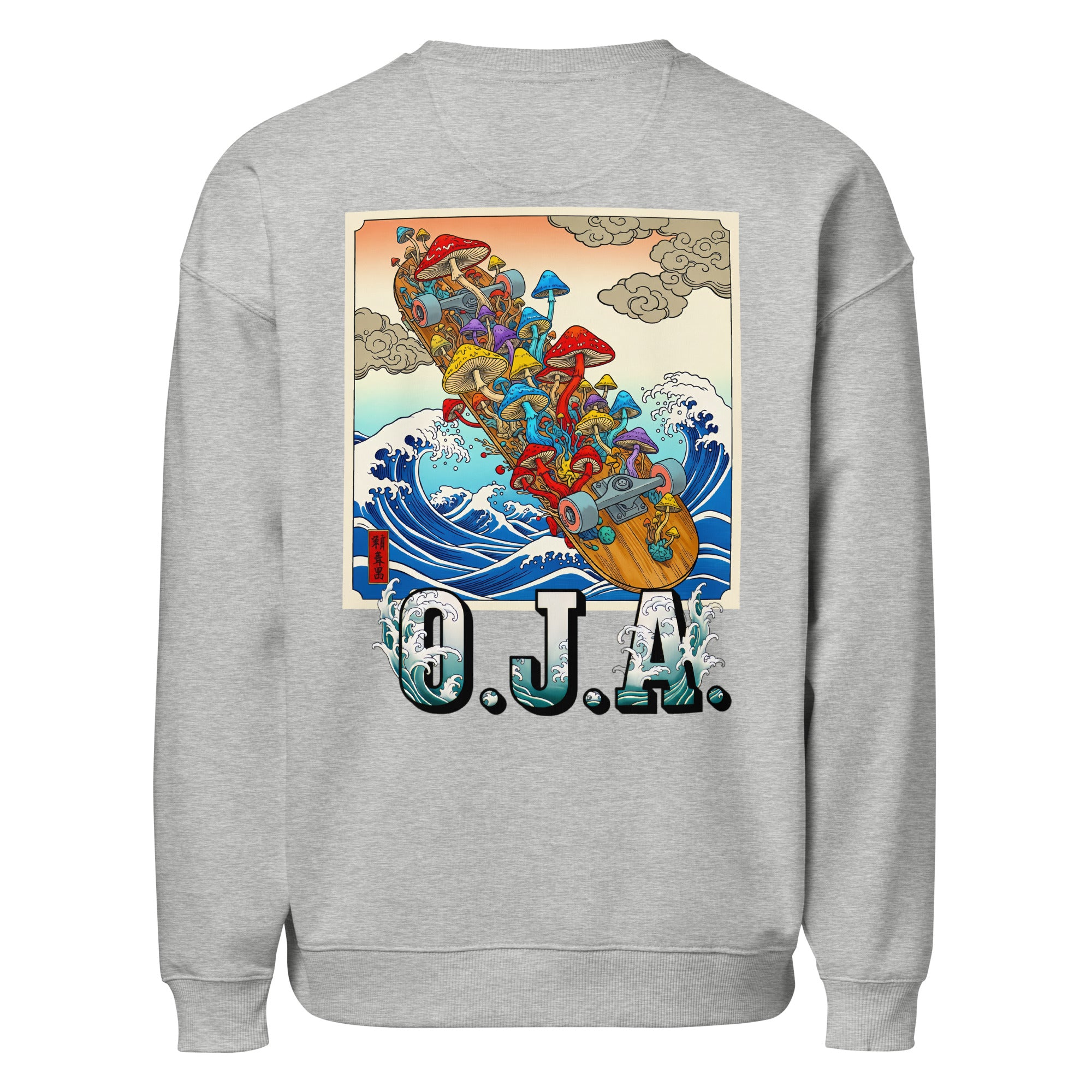 Moletom oversized streetwear inspirado no skate e na arte japonesa ukiyo - e - O.J.A BOARD