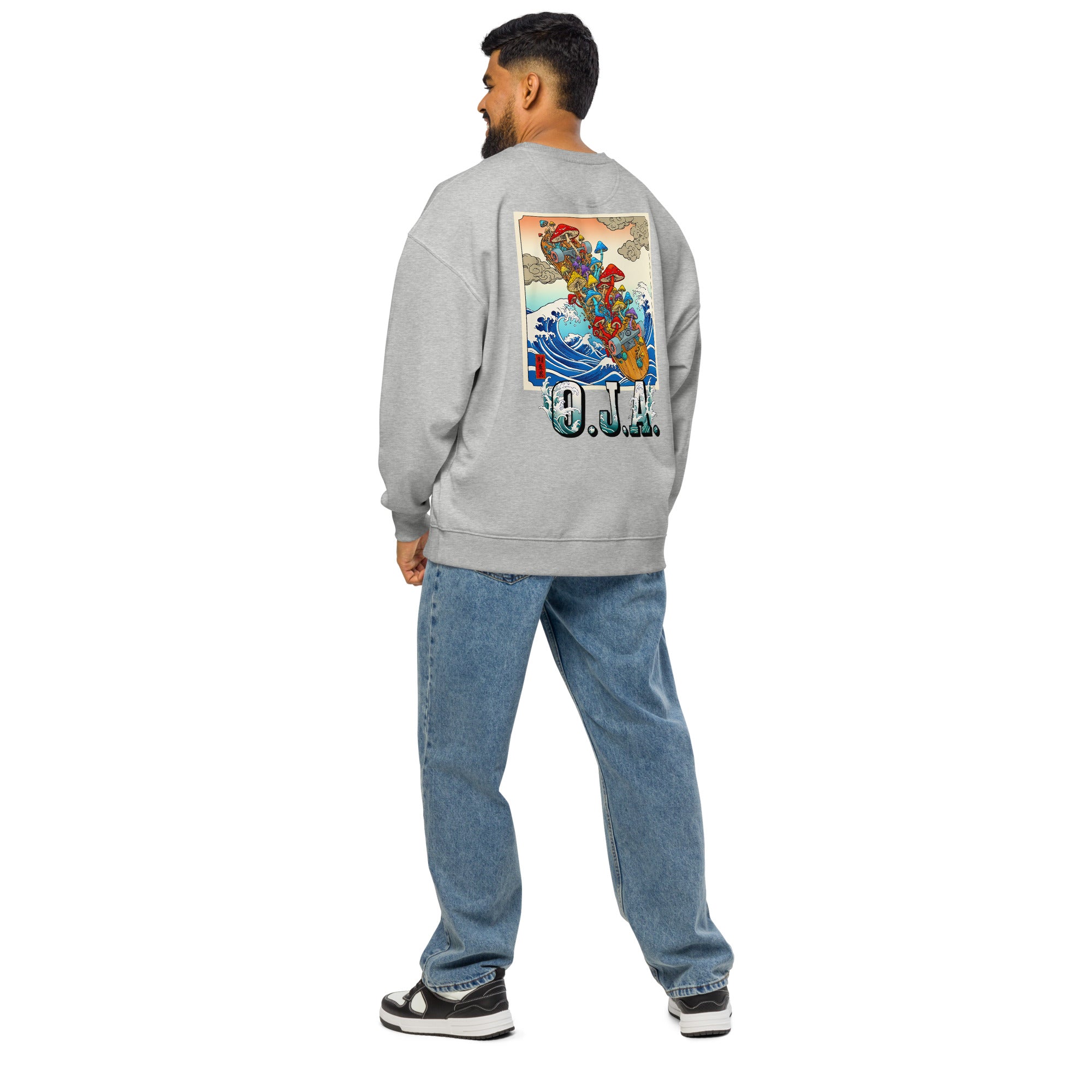 Moletom oversized streetwear inspirado no skate e na arte japonesa ukiyo - e - O.J.A BOARD
