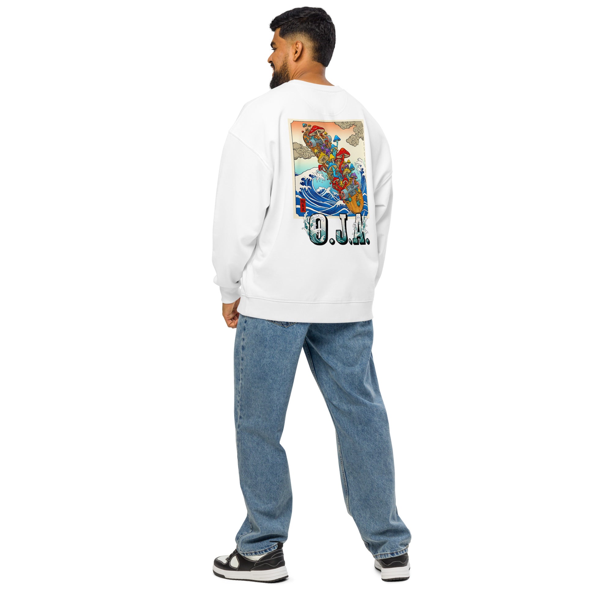 Moletom oversized streetwear inspirado no skate e na arte japonesa ukiyo - e - O.J.A BOARD