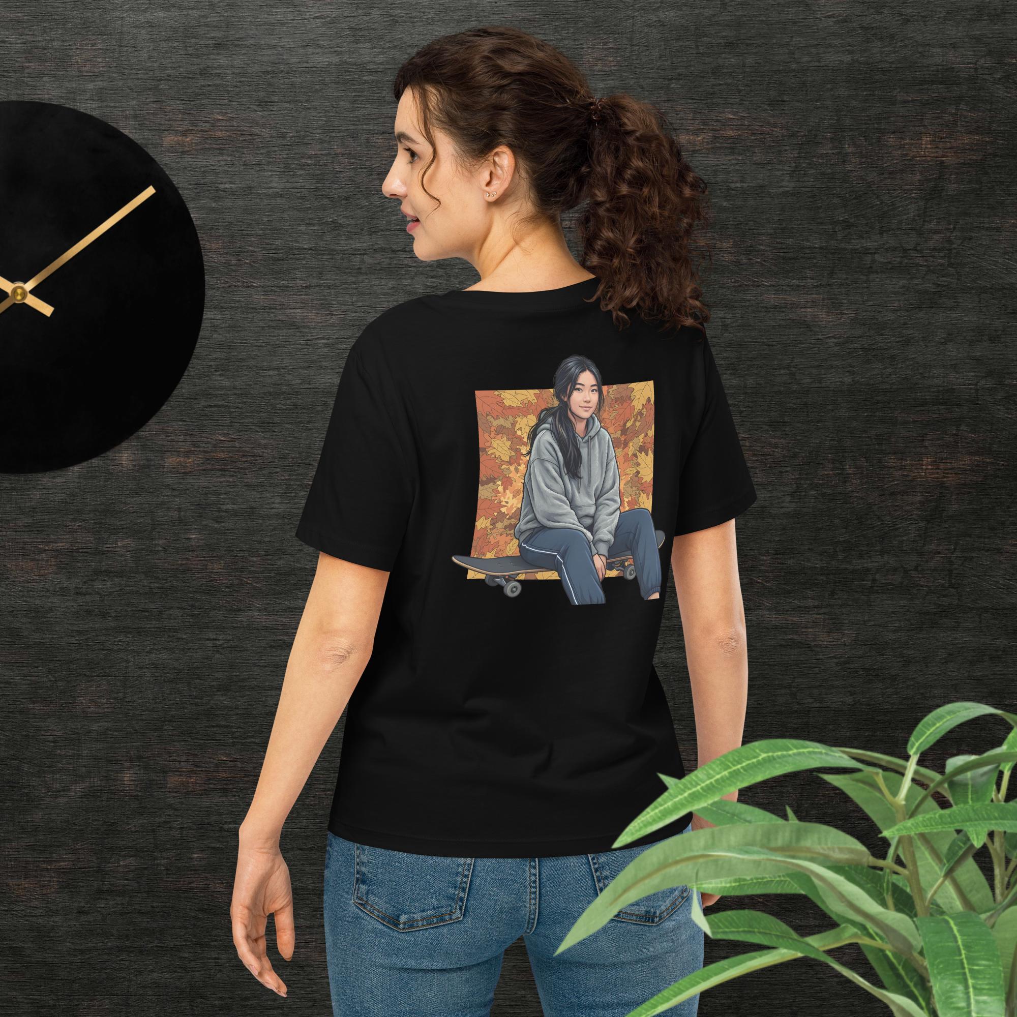 Camiseta feminina orgânica com gola canelada,reflexão - O.J.A BOARD