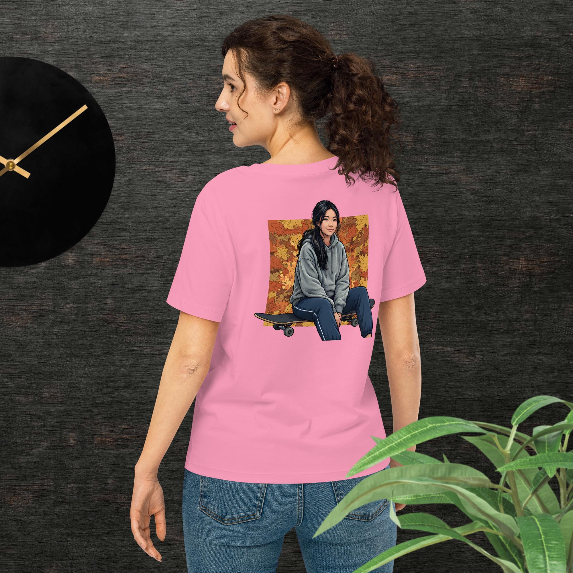 Camiseta feminina orgânica com gola canelada,reflexão - O.J.A BOARD