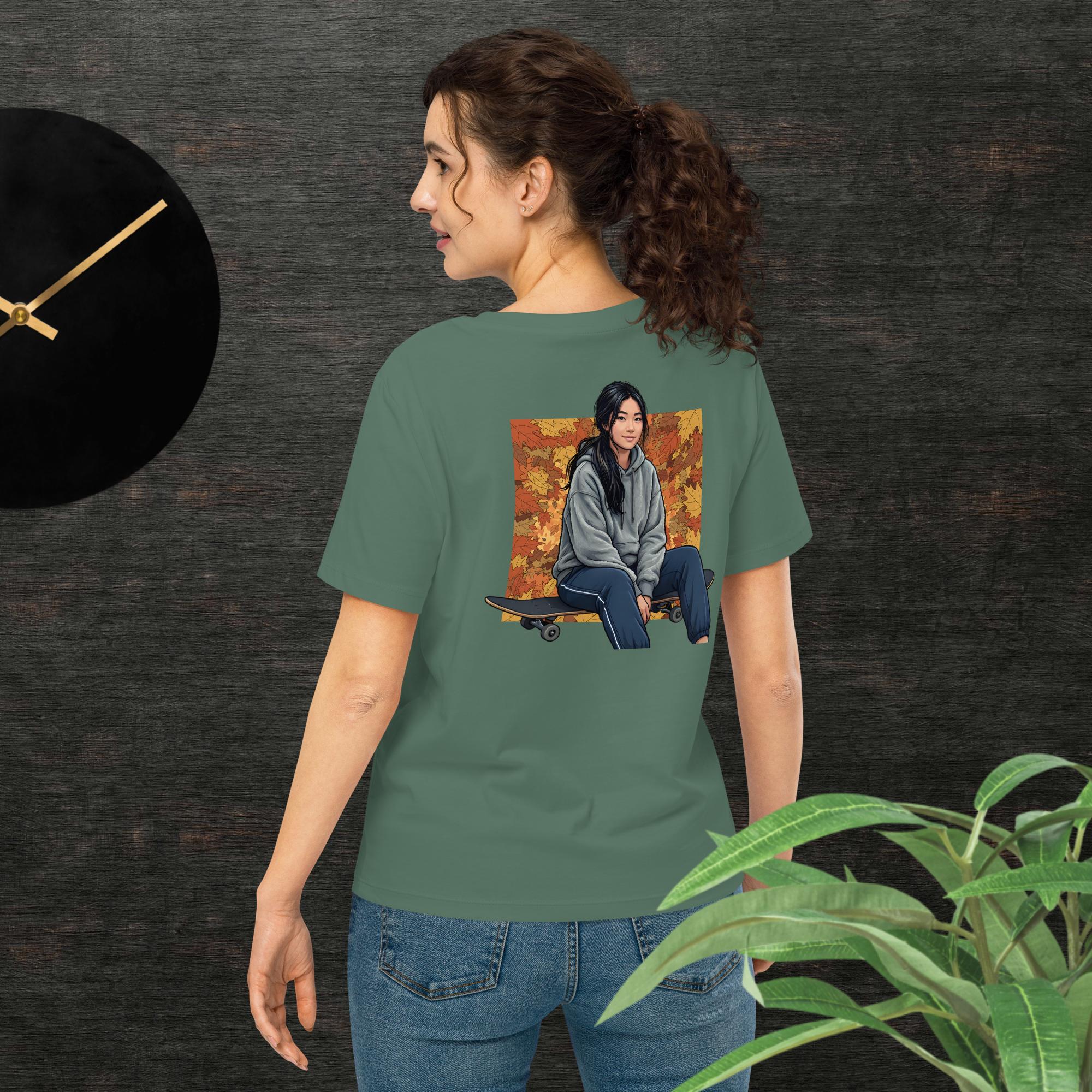 Camiseta feminina orgânica com gola canelada,reflexão - O.J.A BOARD