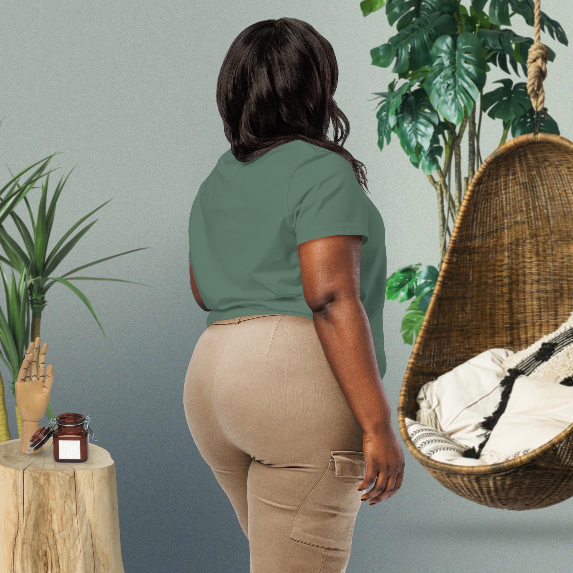 Camiseta feminina orgânica com gola canelada, conforto - O.J.A BOARD