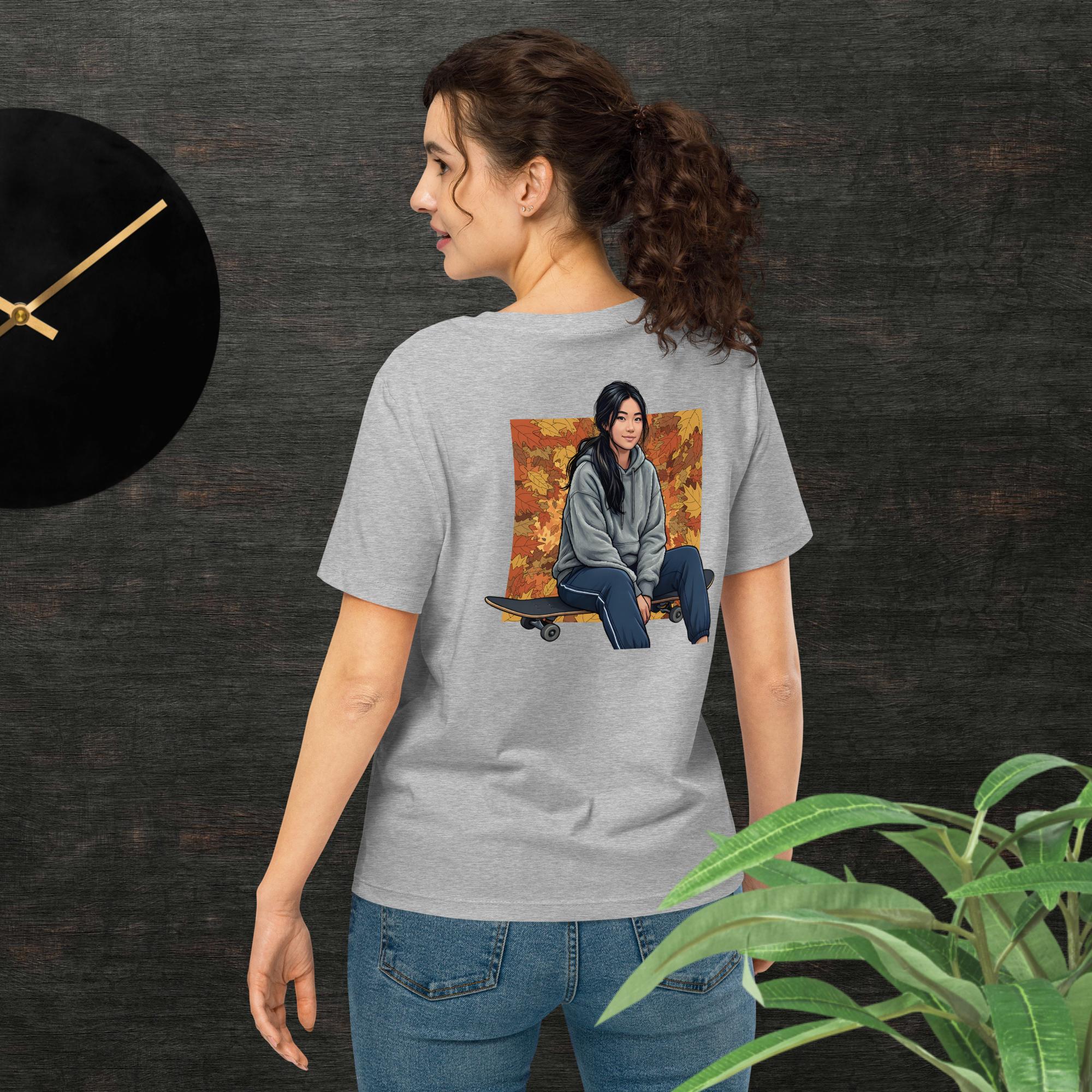 Camiseta feminina orgânica com gola canelada,reflexão - O.J.A BOARD