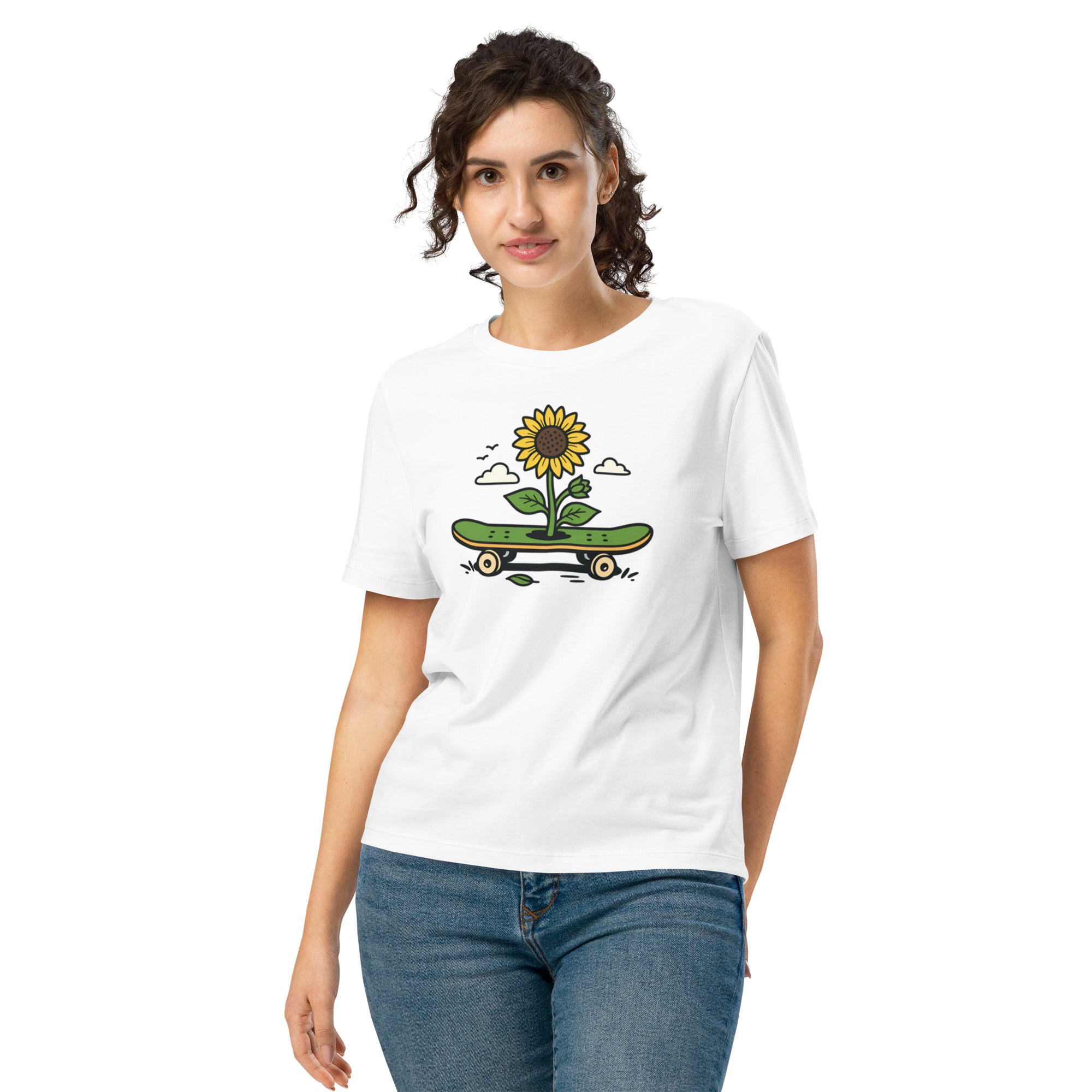 Camiseta Feminina Skate Eco Girassol – Liberdade, Sol e Street Style - O.J.A BOARD